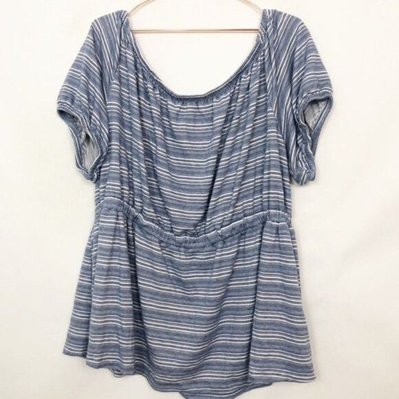 Lane Bryant striped tie waist off shoulder striped top like new 22/24 22F - Picture 3 of 7